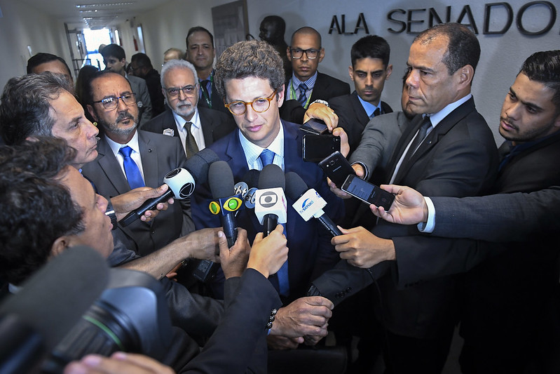 Ministro Ricardo Salles após audiência no Senado em agosto de 2019. [fotografo]Jefferson Rudy/Agência Senado[/fotografo]