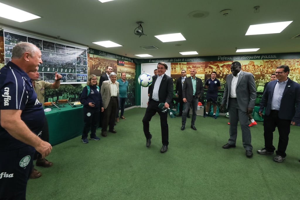 Bolsonaro no vestiário do Palmeiras [fotografo] Marcos Corrêa/PR [/fotografo]