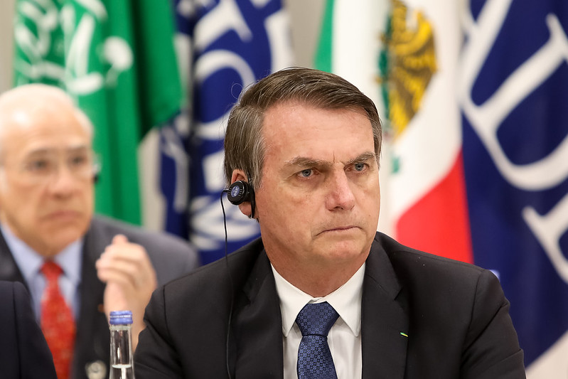 Presidente da República, Jair Bolsonaro, durante Reunião Paralela dos Líderes do G20 em 2019.[fotografo]Clauber Cleber Caetano/PR[/fotografo]