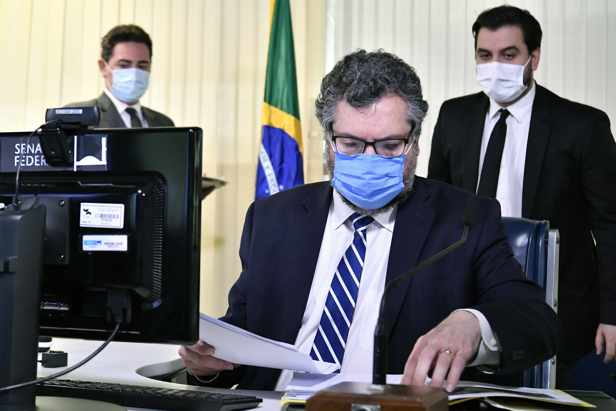 O ministro de Estado das Relações Exteriores, Ernesto Araújo, em sessão temática do Senado [fotografo]Waldemir Barreto/Agência Senado[/fotografo]