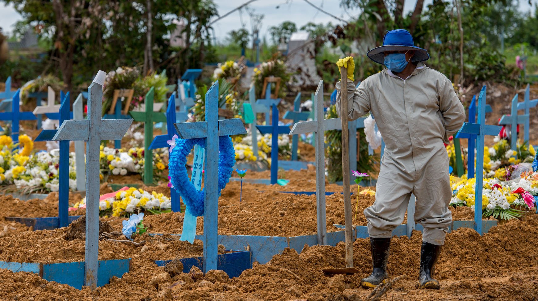 Cemitério em Manaus, uma das cidades com mais mortes no país por covid-19. Foto: Alex Pazuello/Prefeitura de Manaus