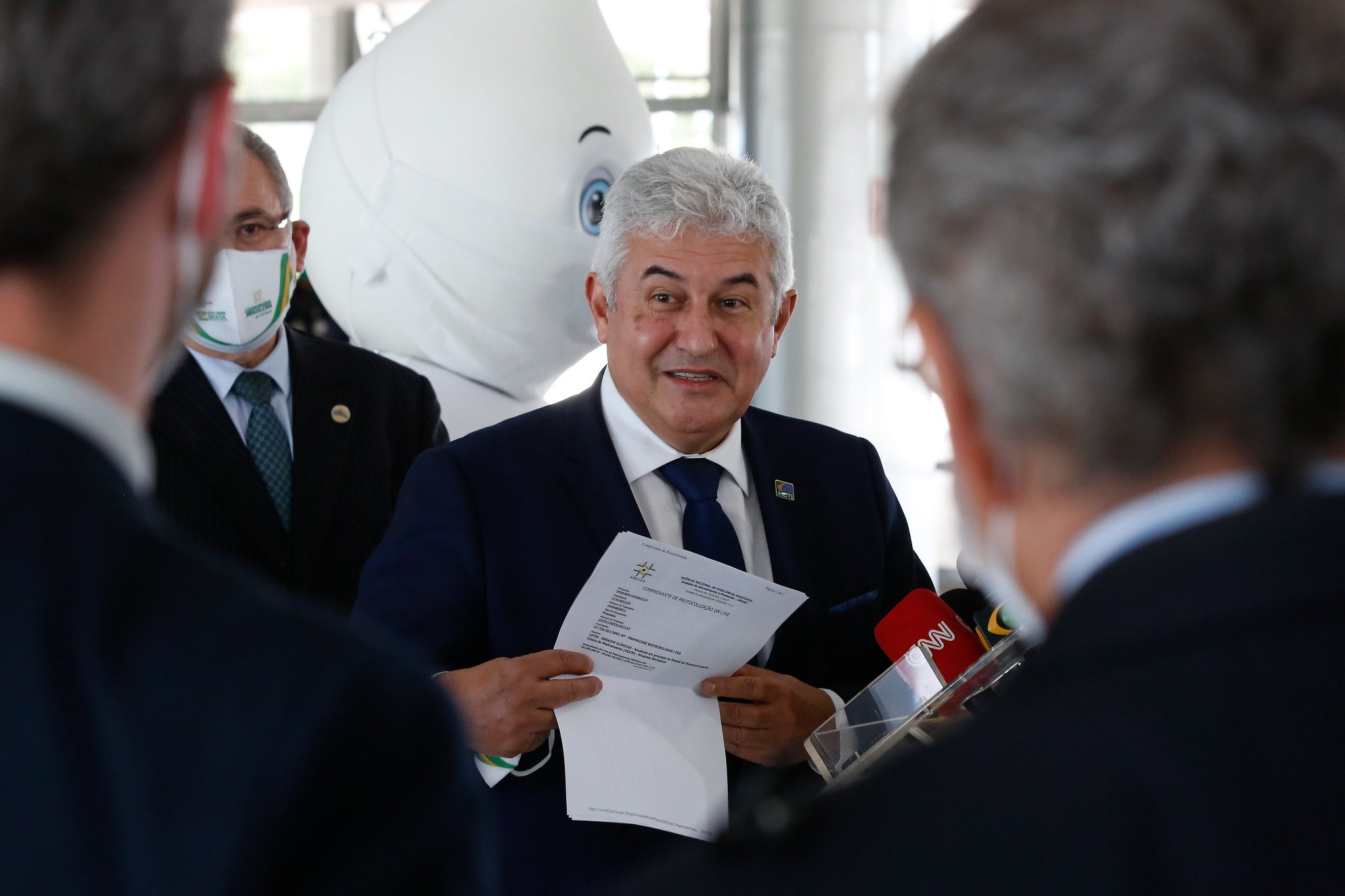 O ministro Marcos Pontes, durante anúncio da vacina [fotografo]Anderson Riedel/PR[/fotografo]