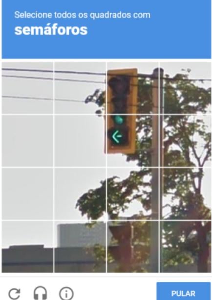 Exemplo de captcha visual, ferramenta desenvolvida pelo google