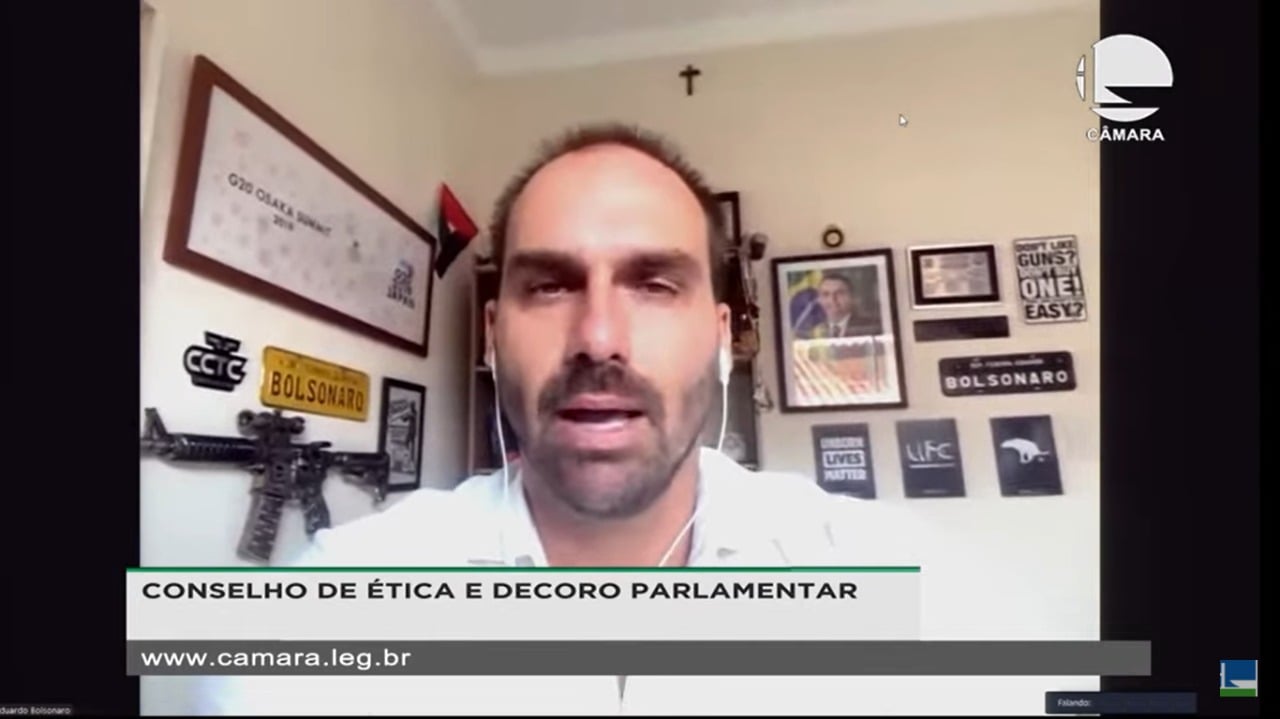 Eduardo Bolsonaro durante pronunciamento no Conselho de Ética [fotografo] Reprodução/TV Cãmara [/fotografo]