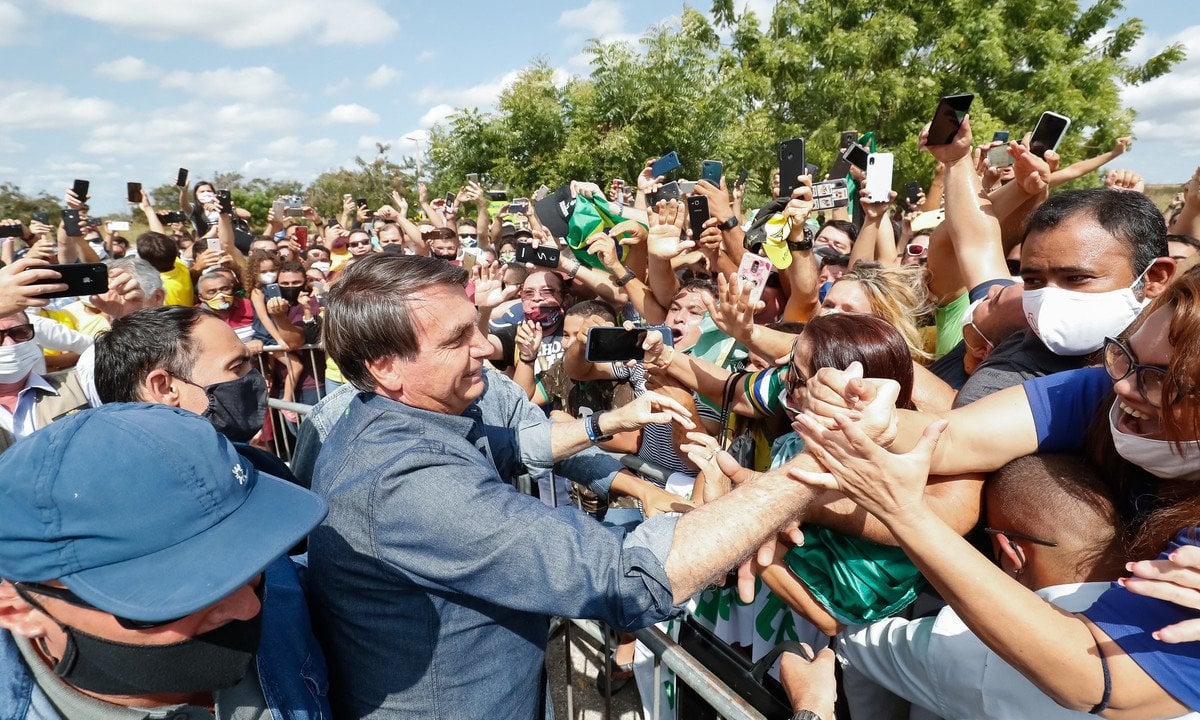 TJ-SP manteve a multa de R$ 43.635,00 aplicada ao presidente Jair Bolsonaro (PL), candidato a reeleição, por não usar máscara durante atos nas cidades de Iporanga e Eldorado no ano passado. Foto: Reprodução