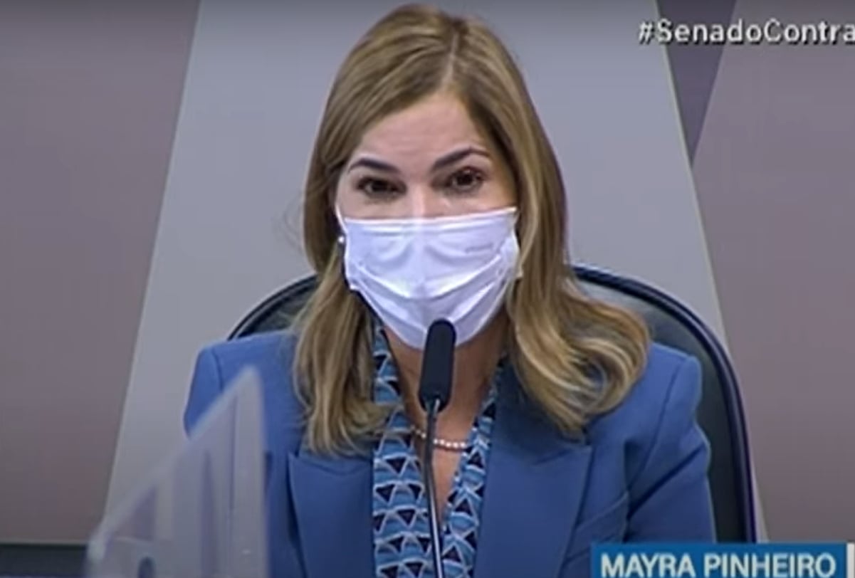 Mayra Pinheiro fala à CPI da Covid [fotografo] Reprodução TV Senado [/fotografo]