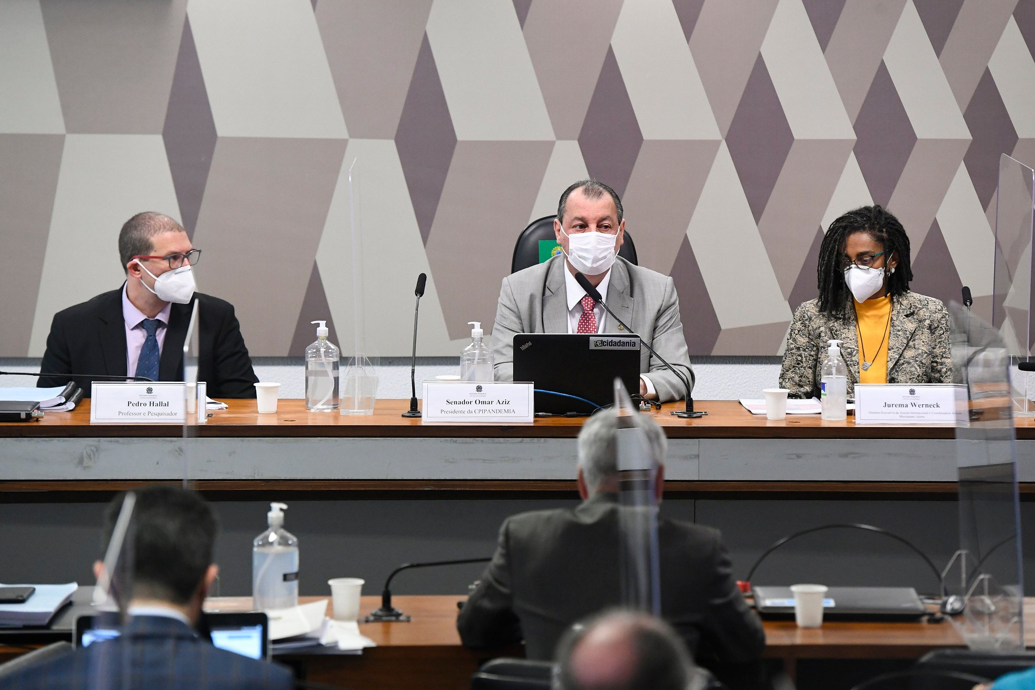 Pedro Hallal, Omar Aziz e Jurema Werneck [fotografo] Jefferson Rudy/Agência Senado [/fotografo] 