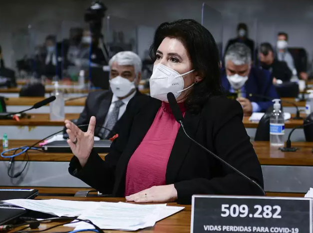 Simone Tebet na reunião em que arrancou do deputado Luis Miranda o nome do parlamentar citado por Bolsonaro ao ser avisado de irregularidades[fotografo]Pedro França[/fotografo]