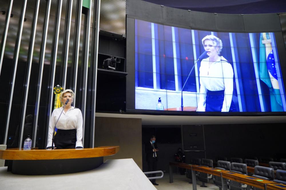 A deputada Joice Hasselmann (PSL-SP), em sessão em maio de 2021 [fotografo]Pablo Valadares/Câmara dos Deputados[/fotografo]