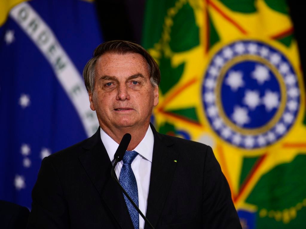 O presidente Jair Bolsonaro durante cerimônia de assinatura de acordo com os EUA para participar do Programa Lunar Nasa Artemis.[fotografo]Marcelo Camargo/Agência Brasil[/fotografo]