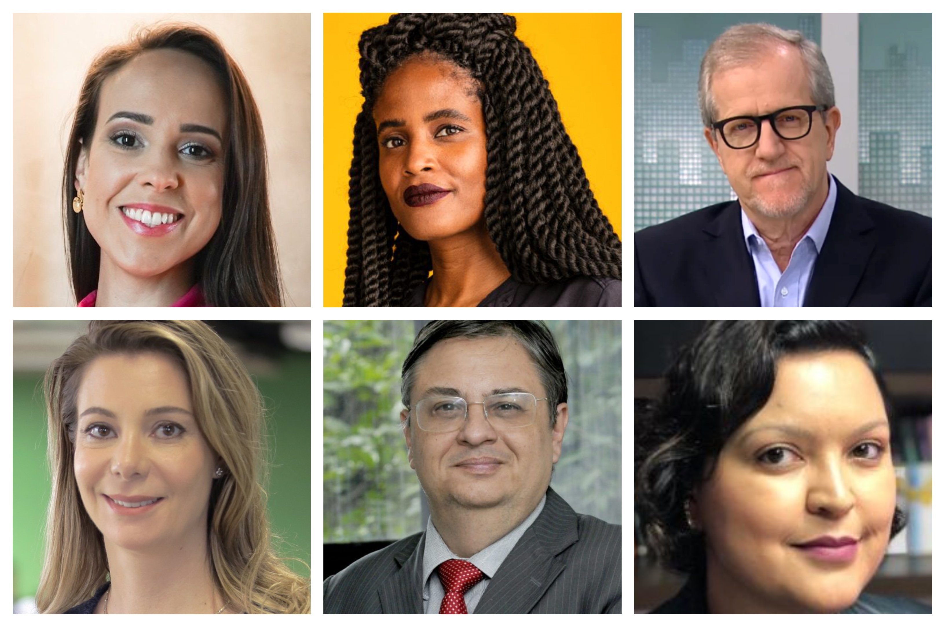 Em sentido horário: Carolina Venuto Djamila Ribeiro, João Paulo Capobianco, Priscila Cruz, Rudolfo Lago e Viviane Ponte Sena[fotografo]Montagem/Divulgação[/fotografo] 