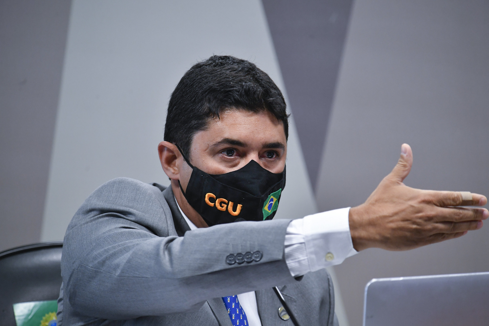 O ministro da CGU, Wagner Rosário, durante seu depoimento à CPI da covid [fotografo]Leopoldo Silva/Agência Senado[/fotografo] 