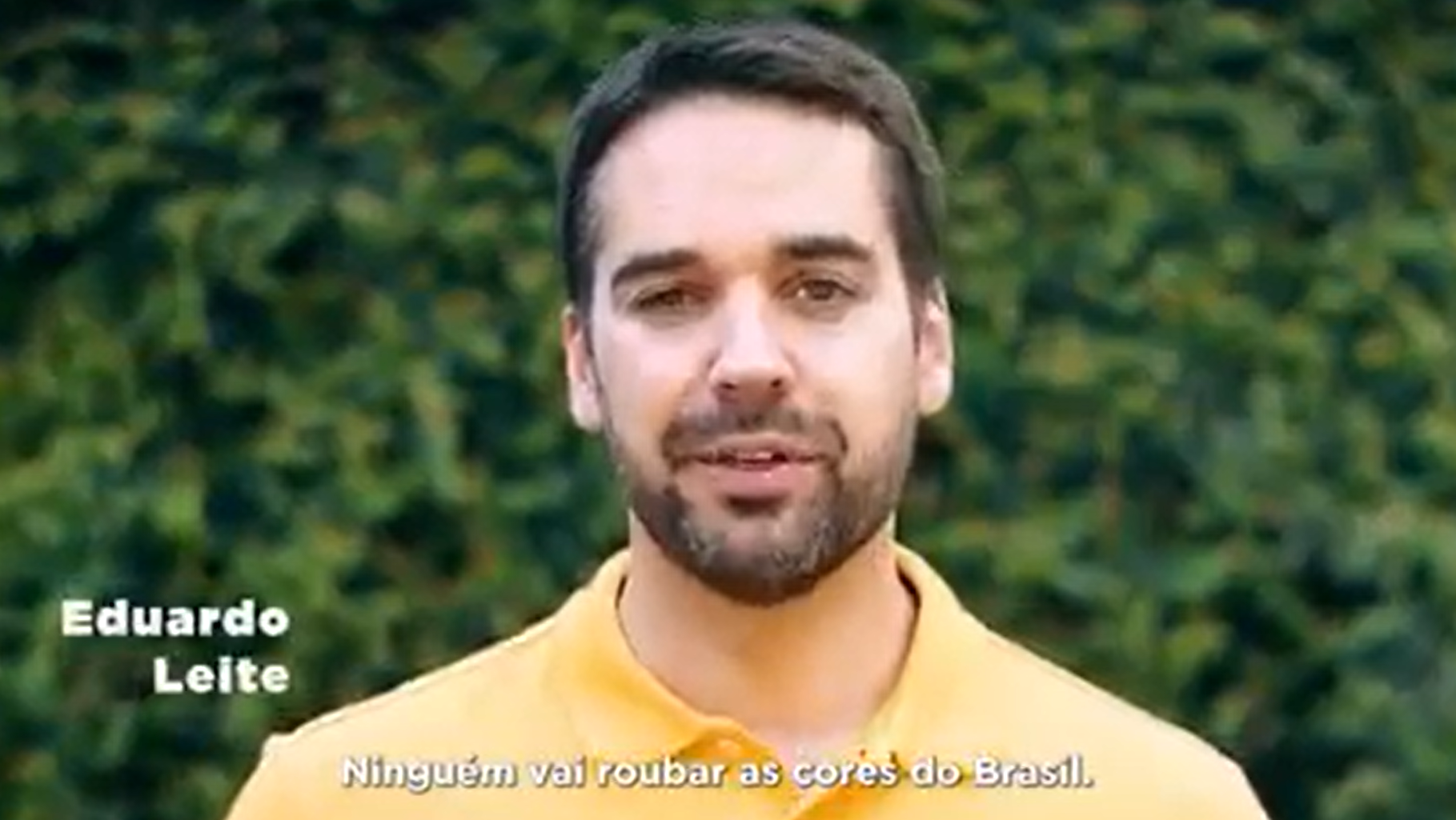 Vídeo de Eduardo Leite prega resgate do verde e amarelo para se colocar como opção contra a polarização [fotografo] Reprodução de tela