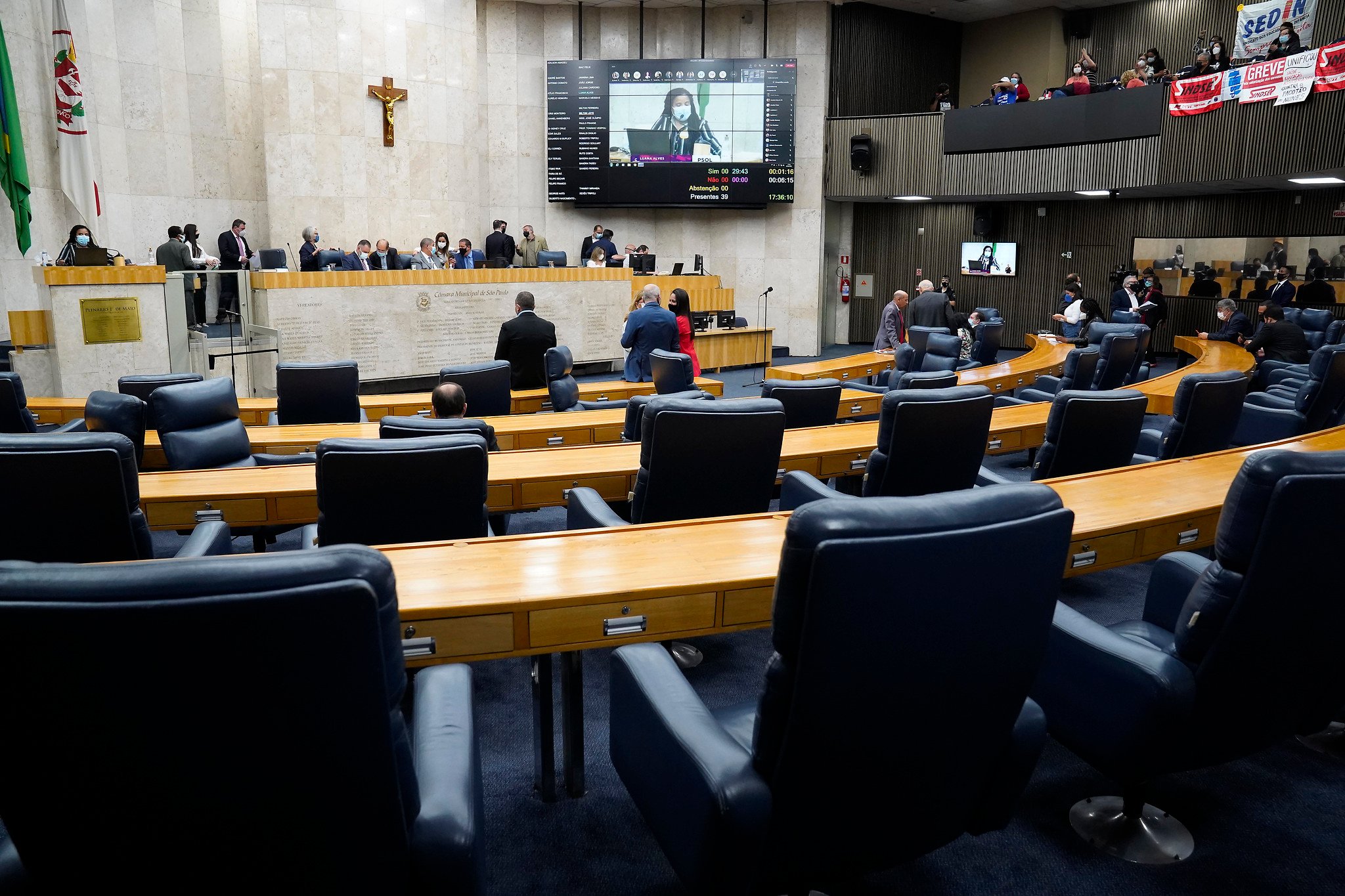 Sessão na Câmara Municipal de São Paulo, debatendo a reforma da Previdência. Foto: Afonso Braga/ Câmara Municipal de São Paulo