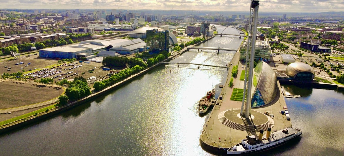 Glasgow é a sede da  Conferência das Nações Unidas sobre Mudança Climática. Foto: Unsplash/Stephen O'Donnell
