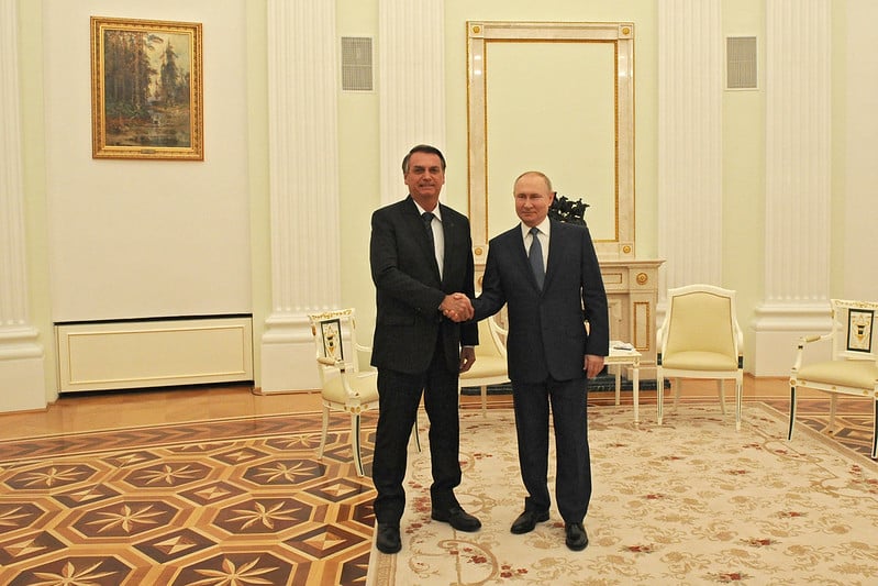 Bolsonaro e Putin se encontraram no Kremlin, em Moscou. Foto: Kremlin