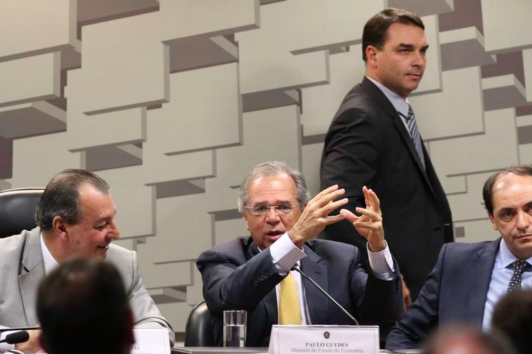 Coordenador da campanha do pai, Flávio Bolsonaro tem dúvidas sobre se Paulo Guedes ficará em um eventual segundo governo.Foto: Fábio Rodrigues Pozzebom/ABr