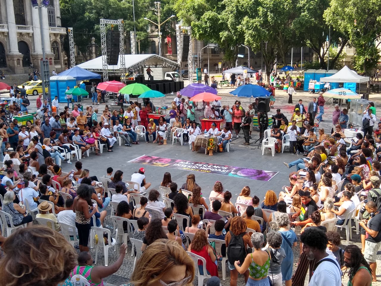 Aula Pública em homenagem à Marielle Franco, na Praça da Cinelândia, no Rio de Janeiro, em 14 de março de 2019. Foto: Acervo pessoal de Wania Sant'Anna