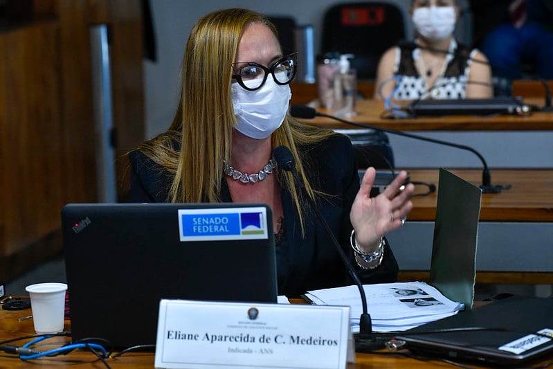 Indicada por Bolsonaro para exercer o cargo de diretora da ANS, Eliane Aparecida de Castro Medeiros, em sabatina no Senado. Foto: Geraldo Magela/Agência Senado