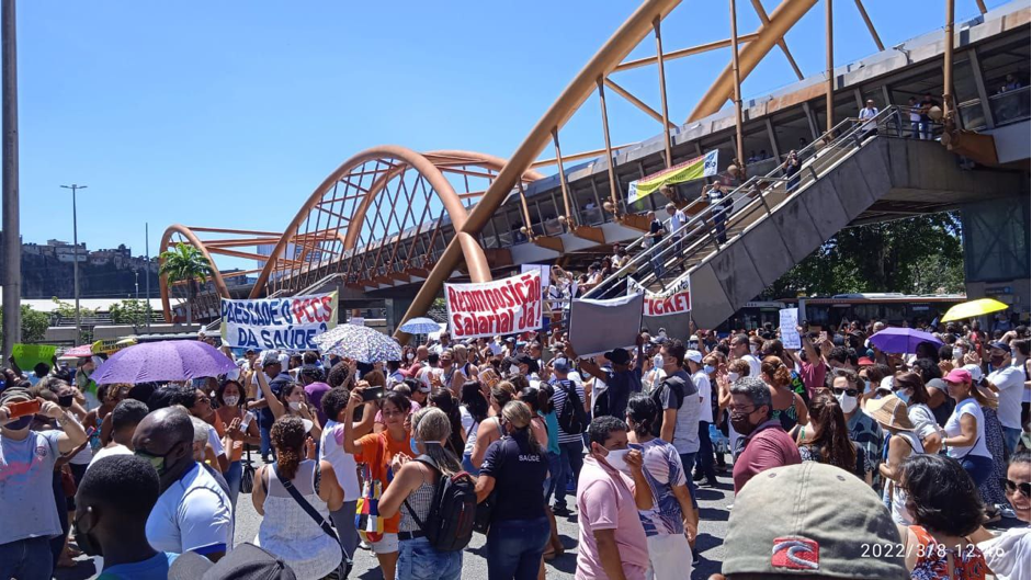 Ato dos trabalhadores da saúde realizado no Rio de Janeiro em 8 de março de 2022. Foto: Reprodução