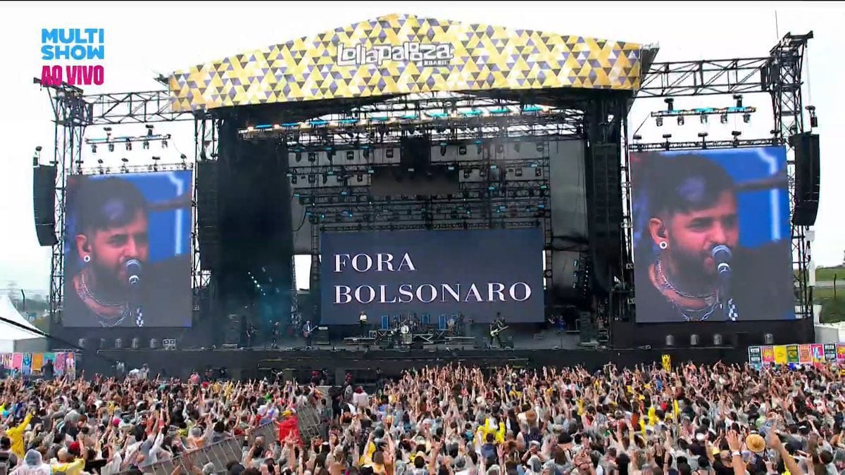 No show do cantor Fresno, nova manifestação contra Bolsonaro no Lollapalooza. Foto: Reprodução