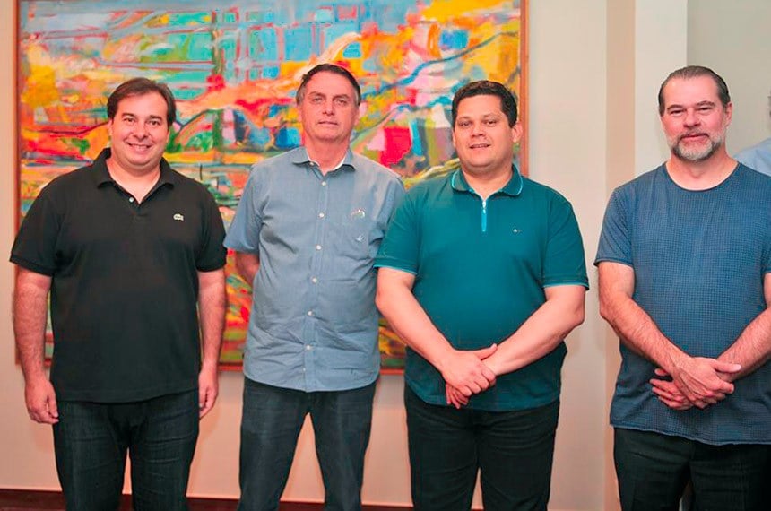 Rodrigo Maia, Jair Bolsonaro, Davi Alcolumbre e Dias Toffoli em encontro em 18 de março de 2019. Foto: J. Batista/Ag. Câmara