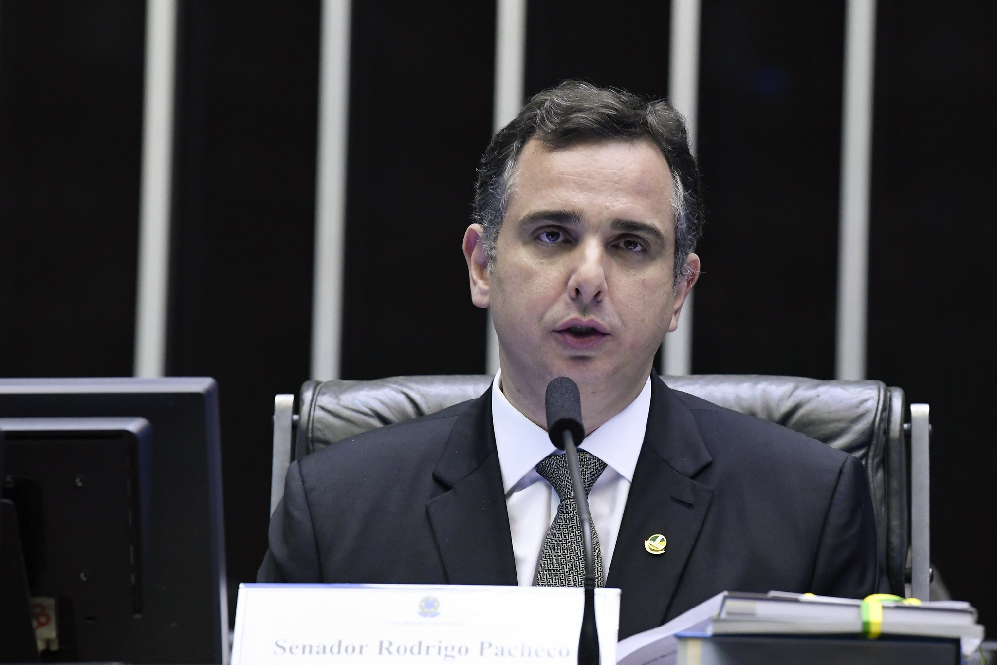 Rodrigo Pacheco (PSD-MG) defendeu, nesta segunda-feira (18), a lisura das urnas eletrônicas após os novos ataques do presidente Jair Bolsonaro ao sistema eleitoral.  Foto: Roque de Sá/Agência Senado