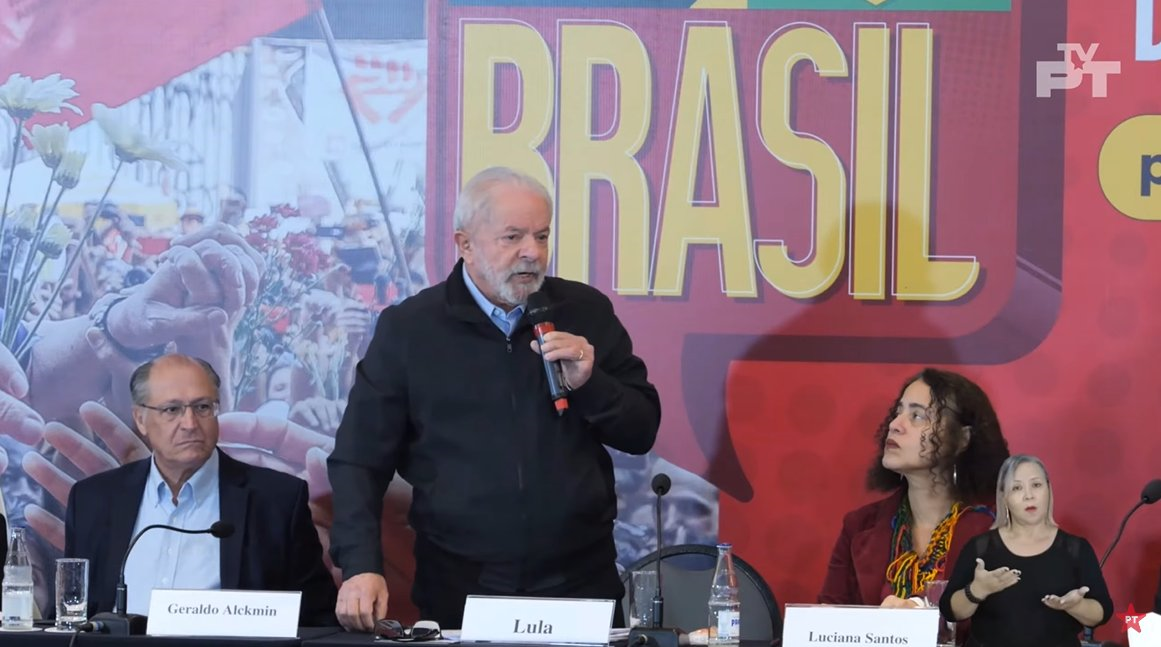 O PT divulgou as diretrizes do Programa de Reconstrução e Transformação do Brasil, documento assinado pelos partidos que compõem a frente Vamos juntos pelo Brasil, que apoiam a candidatura do ex-presidente Lula. Foto: Reprodução/YouTube