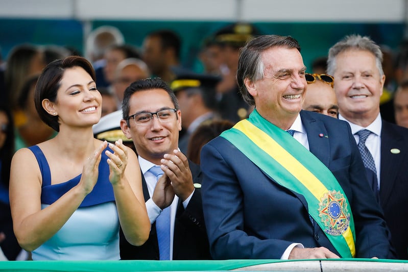 Bolsonaro e Michelle no desfile de 7 de setembro em Brasília. Foto/. Alan Santos/ABr