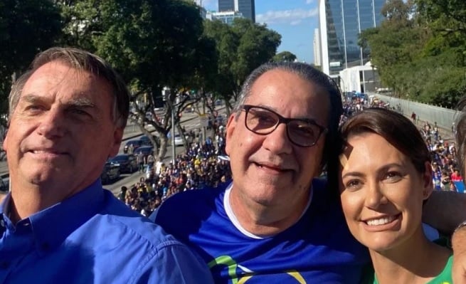 Bolsonaro, Malafaia e Michelle durante a Marcha para Jesus no Rio em 2022. Foto: Twitter/Silas Malafaia