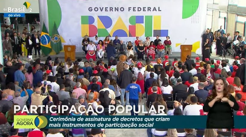 Cerimônia é realizada no Palácio do Planalto. Foto: Reprodução/Youtube/TV Brasil