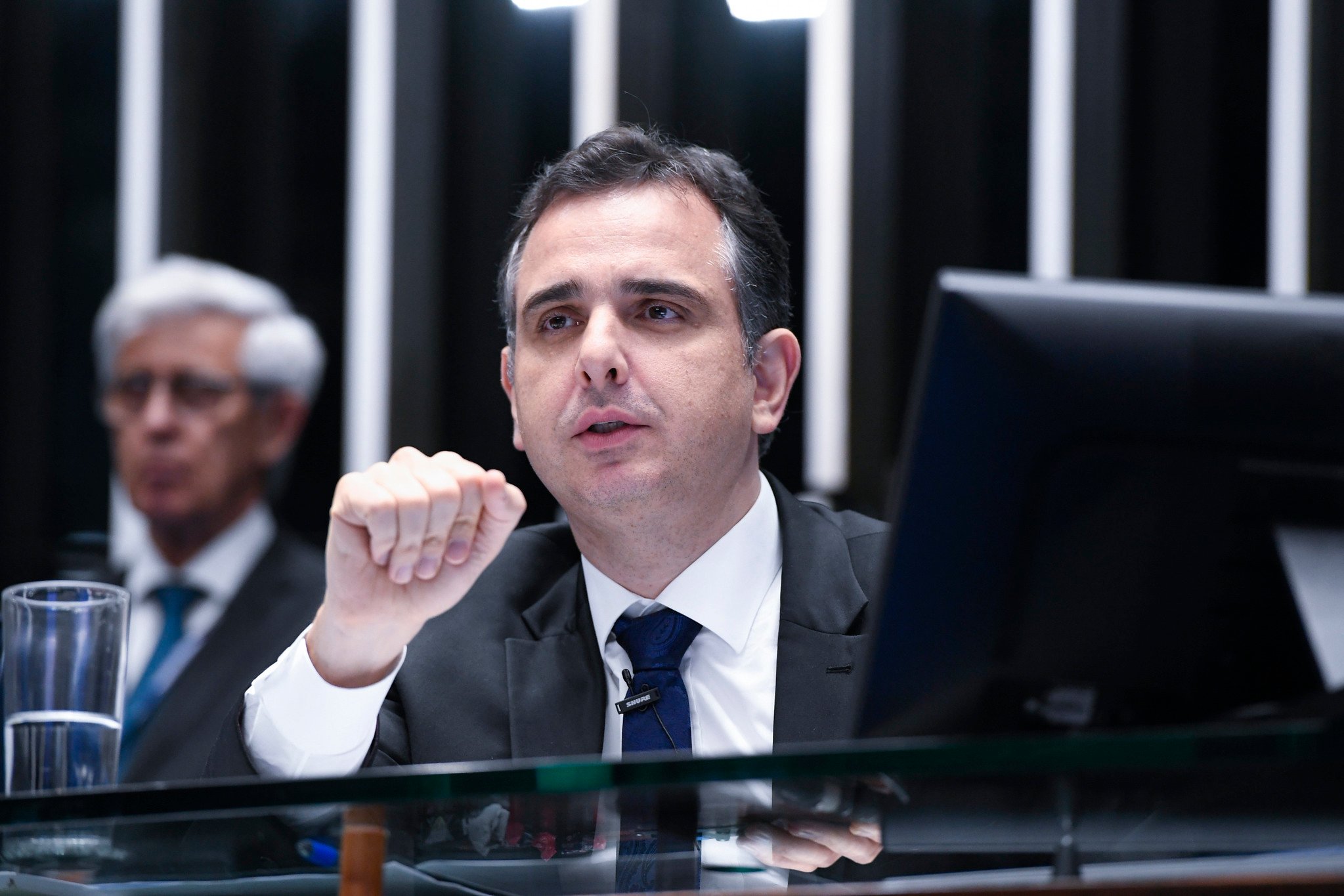 Rodrigo Pacheco relata que o clima no Congresso Nacional é de maioria favorável à desoneração da folha de pagamento. Foto: Jefferson Rudy/Agência Senado