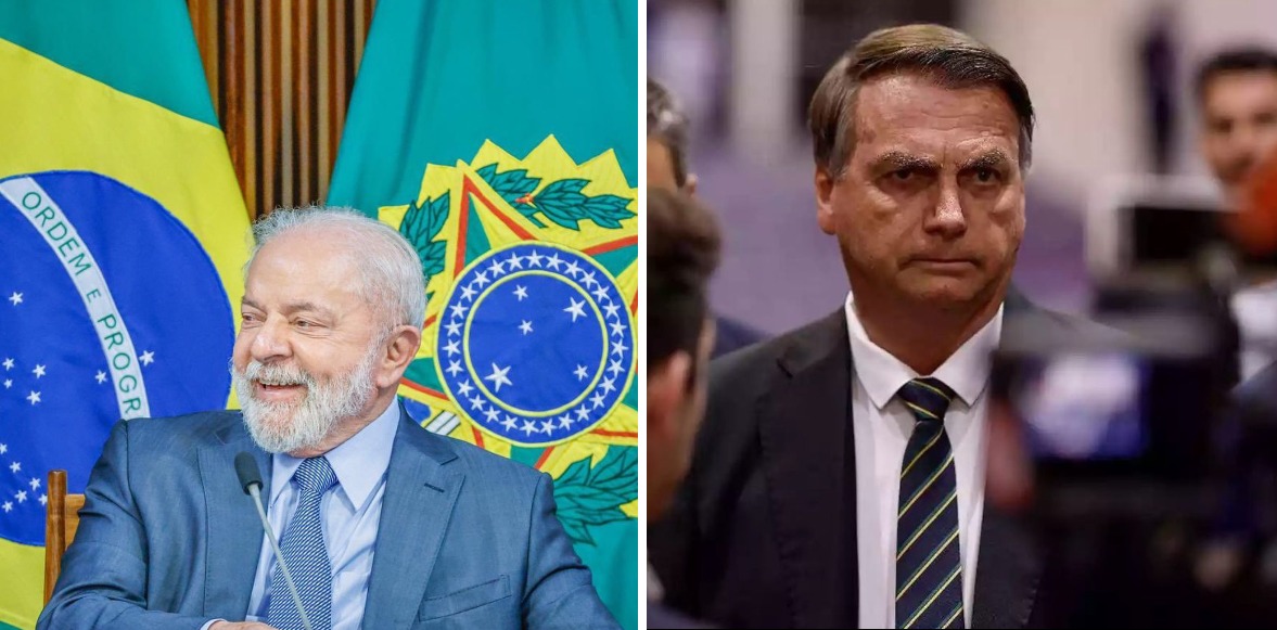 Lula engoliu Bolsonaro nas redes no dia da chegada do ex-presidente. Foto: Montagem sobre fotos. Crédito: Ricardo stuckert (Lula)/ Reprodução Instagram (Bolsornaro)