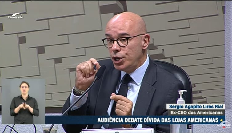 Ex-CEO das Americanas, Sérgio Rial é um dos participantes da audiência pública no Senado. Foto: Reproduçao/Youtube