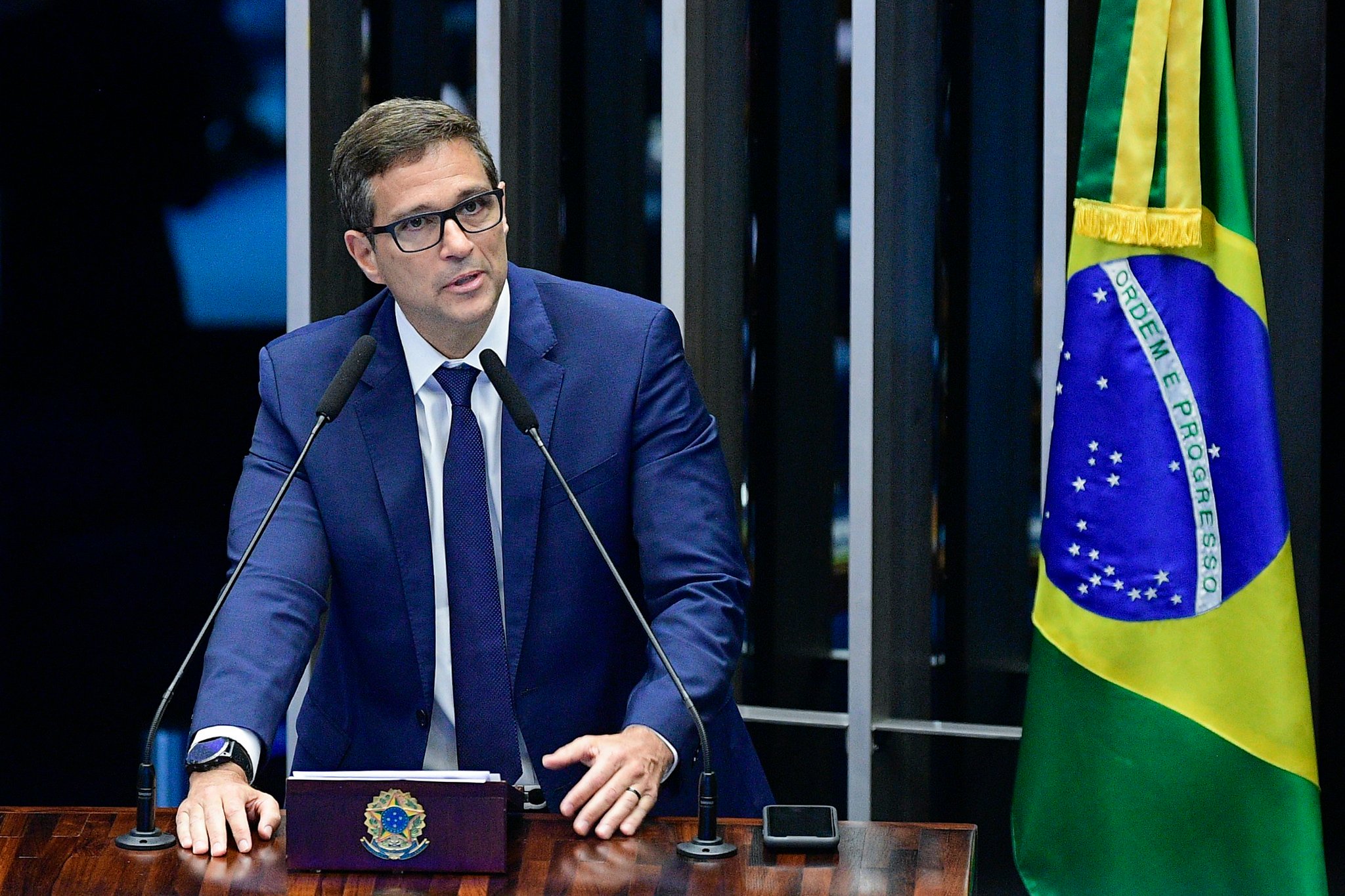 O presidente do Banco Central, Roberto Campos Neto, participa de uma audiência no Senado para explicar a taxa de juros básica no Brasil. Foto: Pedro França/Agência Senado