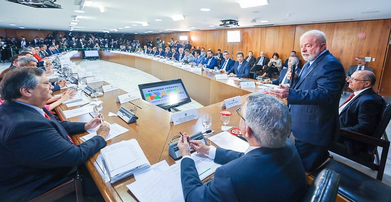 Lula em encontro com governadores em janeiro no Palácio do Planalto. Foto: Ricardo Stuckert