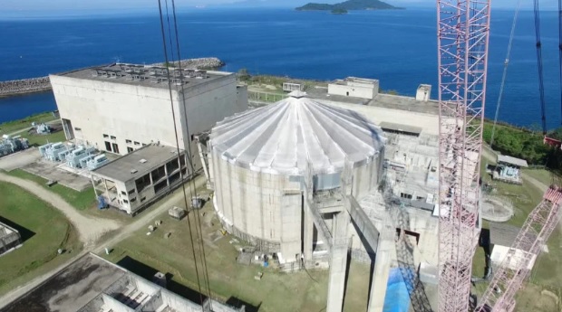 Vista aérea do canteiro de obras de Angra 3. Foto: Reprodução