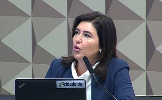 Simone Tebet durante audiência no Senado. Foto: Reprodução/Youtube