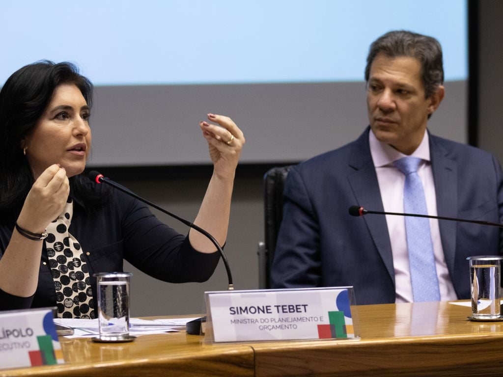 Simone Tebet e Fernando Haddad. Foto: José Cruz/Agência Brasil