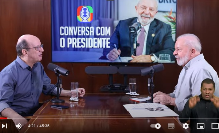 Marcos Uchôa e Lula no Conversa com Presidente. Foto: Youtube