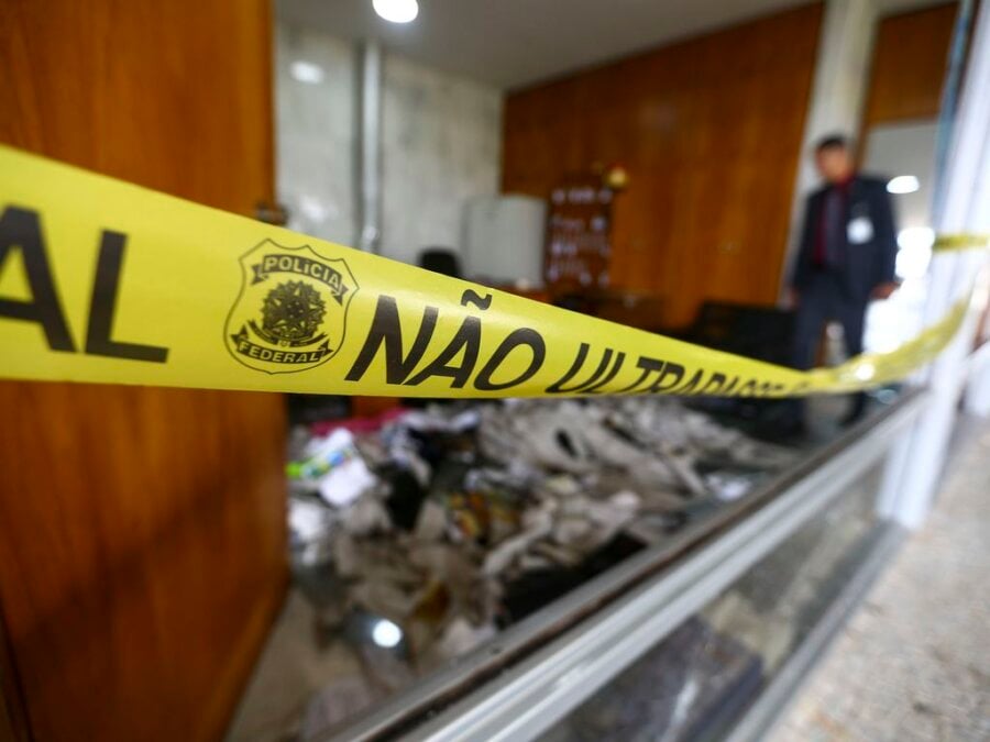 Estragos no Palácio do Planalto feitos pela depredação de 8 de janeiro. Foto: Marcelo Camargo/Agência Brasil