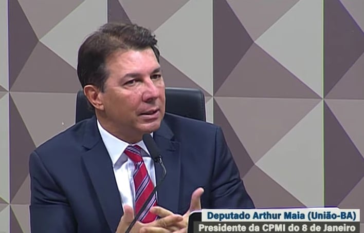 Arthur Maia, presidente da CPMI dos Atos Golpistas. Foto: Youtube / Senado