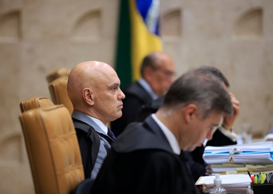 Maioria dos ministros seguiu posicionamento do relator, Alexandre de Moraes, na condenação e aplicação de pena ao primeiro réu dos atos golpistas. Foto: Rosinei Coutinho/STF