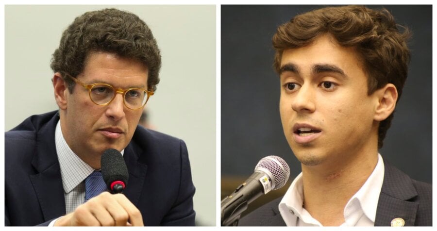 Ricardo Salles e Nikolas Ferreira estão entre os 18 deputados que votaram contra a urgência do projeto que limite juros do cartão de crédito. Fotos: Agência Brasil