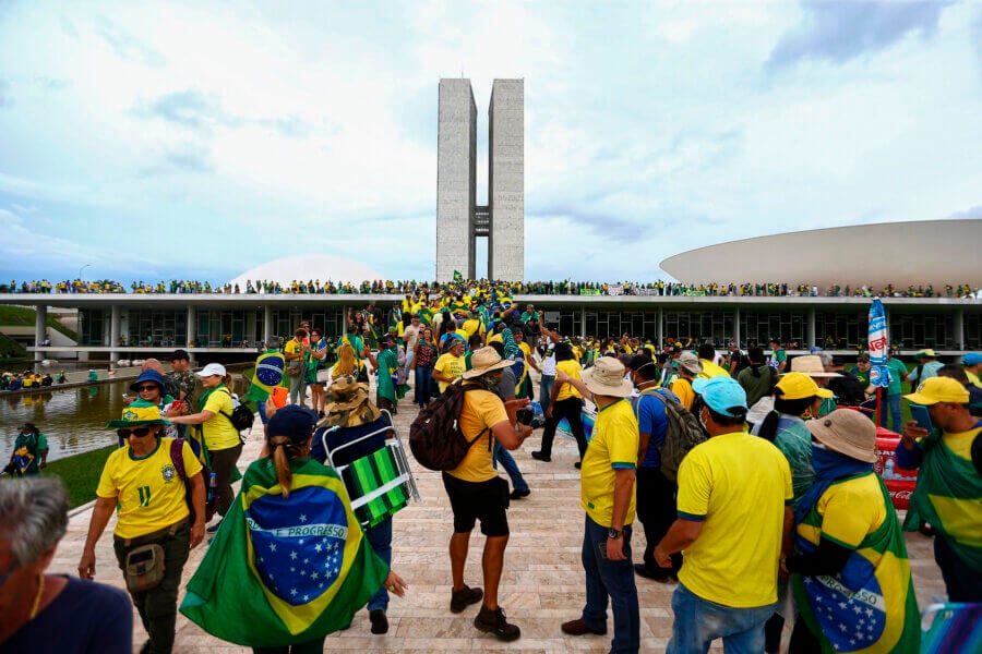 No 8 de janeiro de 2023, manifestantes bolsonaristas invadiram e depredaram o Congresso Nacional, o Palácio do Planalto e o Supremo Tribunal Federal

Foto: Marcelo Camargo/Agência Brasil
