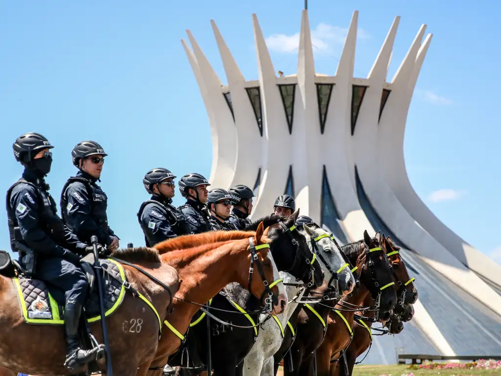 Policiamento na Esplanada dos Ministérios, em Brasília. Foto: Jose Cruz/Agência Brasil