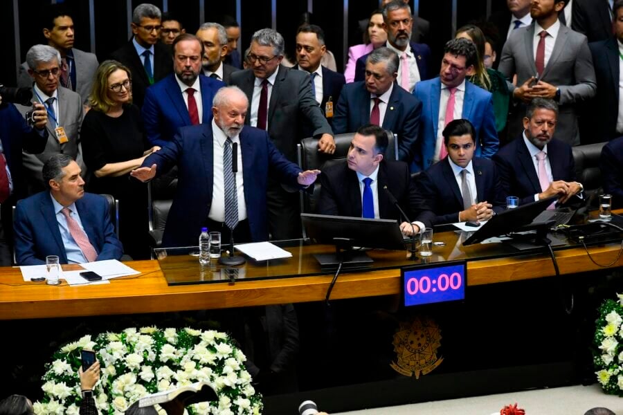 O presidente da República Lula durante sessão solene do Congresso Nacional

Foto: Marcos Oliveira/Agência Senado