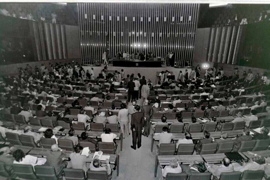 Plenário em sessão da Assembleia Nacional Constituinte, que funcionou entre 1987 e 1988. Foto: Arquivo da Câmara