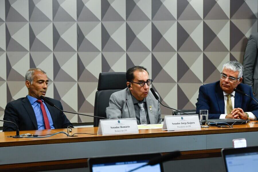 O senador Romário é o relator da CPI, enquanto Jorge Kajuru e Eduardo Girão são os presidente e vice-presidente, respectivamente

Foto: Roque de Sá/Agência Senado