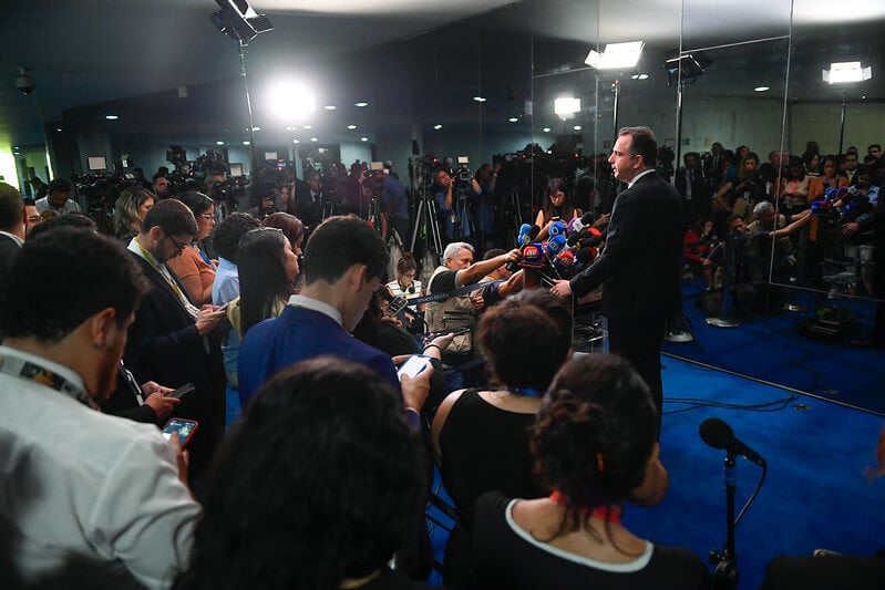 Pacheco deve definir com o governo e líderes partidários a votação dos vetos em sessão do Congresso. Foto: Marcos Oliveira/Ag. Senado